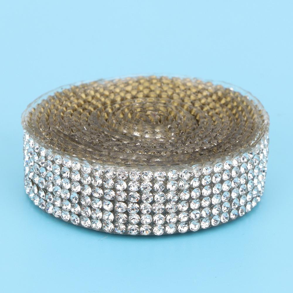 1pcs 1.2cm Width Rhinestone Ribbon Trim Iron On Crystal Glass Mesh Banding For DIY Crafts