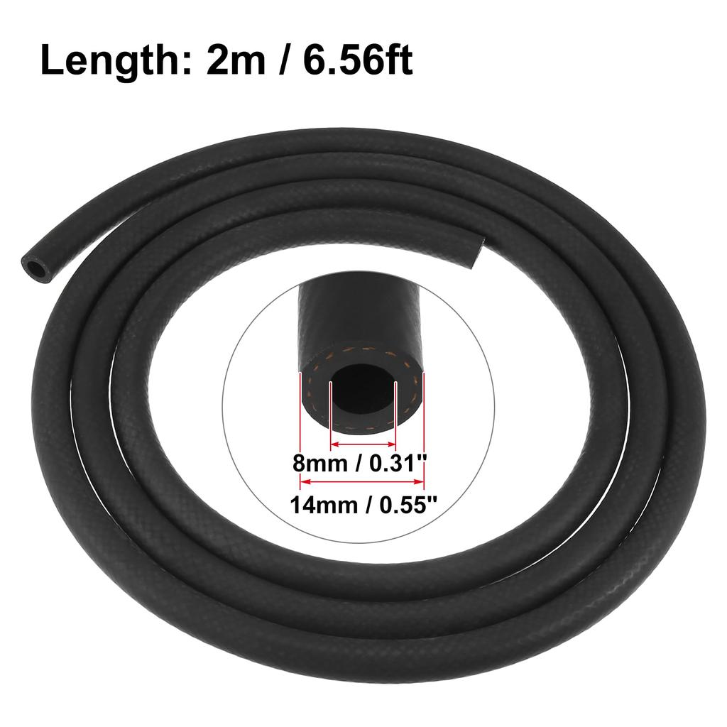 X AUTOHAUX Bilvärmarslang Bil Flexibel Rak Värmarslang Mångsidig Slang Gummi Svart Längd 2m Innerdiameter 8mm
