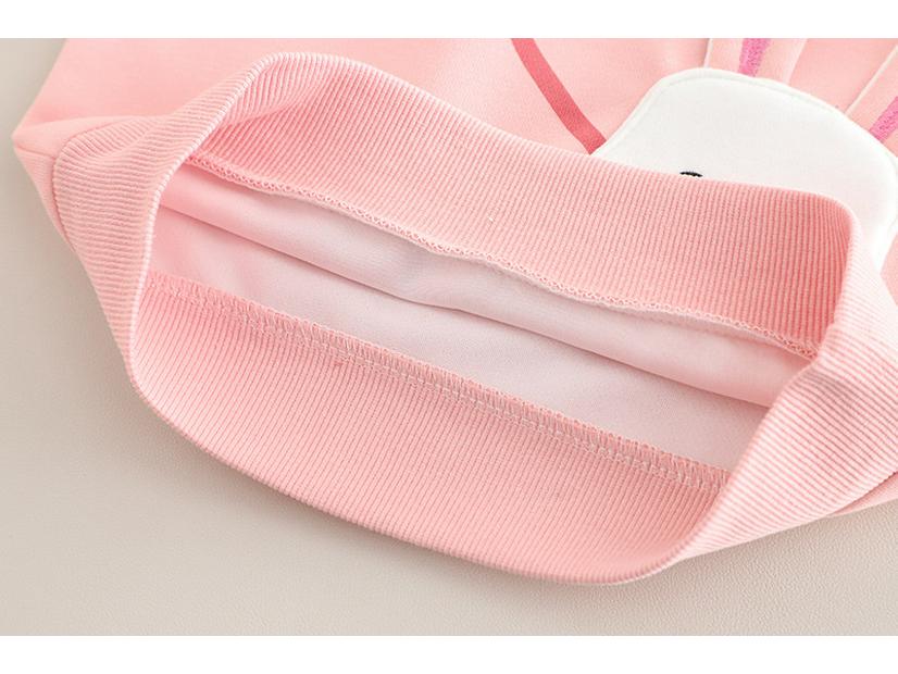 2025 Jaro & Podzim Dívčí Květinová a Králičí Mikinová Souprava - Stylový Dvoudílný Outfit