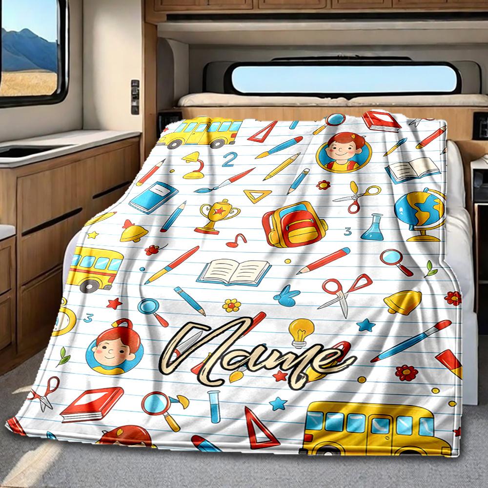 School Supplies And Education Elements Design Blanketcustomizable With Your Namecomfortable And Stylish Perfect For Travel Beds Chairs Offices Sofas
