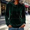 Women's Velvet Hoodie Long Sleeve Casual Pullover Sweatshirt in