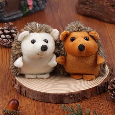 Soft Plush Hedgehog Doll Metal Keychain Brown Car Pendant Toy Keyring Decoration Phone Bag Pendant