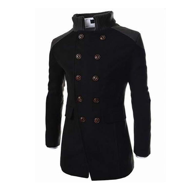 mandarin collar wool coat