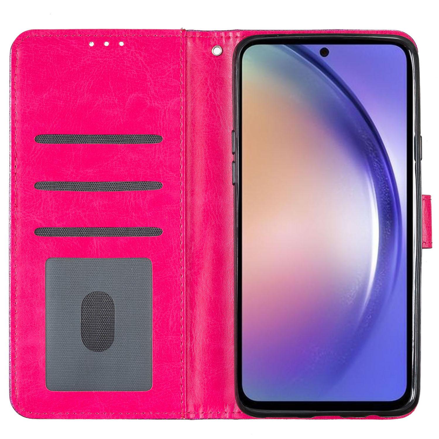 

For Samsung Galaxy A15 5G Case PU Leather Wallet Glittery Phone Cover Rose