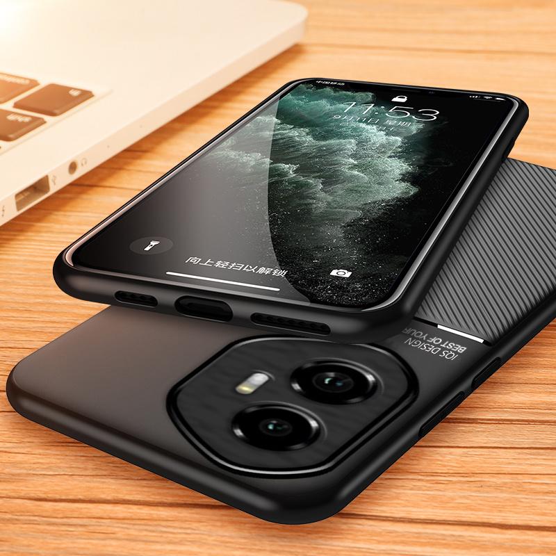 Soft Frame Leather Case For Honor 300 Pro Honor300 Phone Cases Car Magnetic Holder Silicone Bumper Back Cover for Honor 300Pro