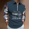 Men's Polo Shirt Digital Printing Men's Sweatshirt T-shirt Men's Autumn and Winter New Ethnic Style T-shirt Tops Men's Lapel Shirt