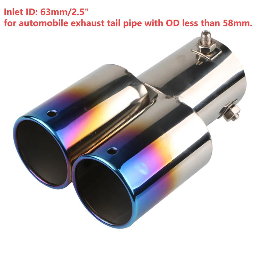 Car Decoration Single/Double Outlet Tail Pipe Car Styling Universal Car Exhaust Trim Muffler Pipe Tail Stainless Steel Curved