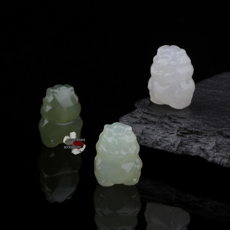 Natural Hetian Jade Dragon Bracelet DIY Kit: Dragon Spacer Beads, Pendant, Cord & Carved Pieces