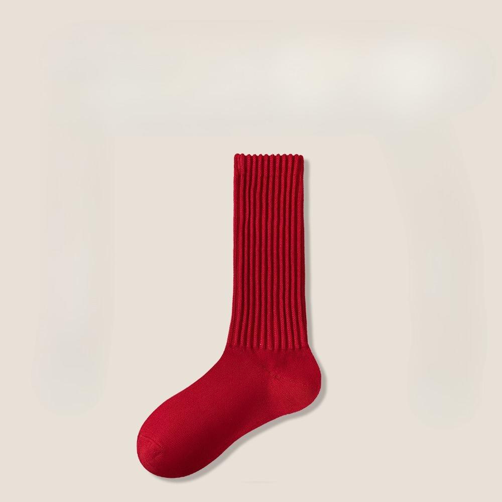 Ladies Autumn and Winter Cotton New Year Benming Year Tube Red Socks