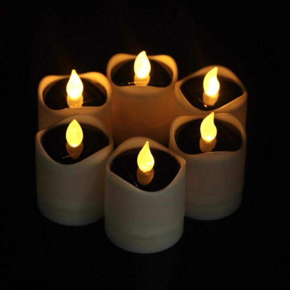 6pcs Simulation Flameless LED Candle  Lamp Waterproof Landscape Candle Lights  Garden Decoration