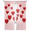 Valentine'S Day Hearts Decoration Tulle Curtains For Living Room Sheer Curtain For Bedroom Kitchen Blinds Voile Curtains