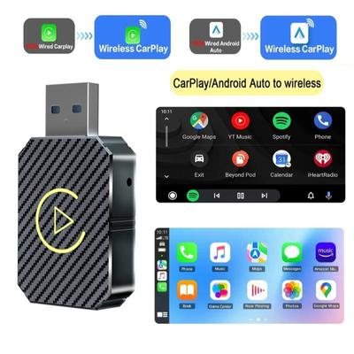 Mini Drahtloser CarPlay Adapter + Android Auto Dongle Smart Ai Box Kabelgebundener zu Drahtloser Dongle USB Plug and Play Für VW Hyundai Jeep Benz
