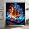 Galaxy Whale Waterproof Shower Curtain-Cosmic Ocean and Nebula Swirl, Modern Bathroom Decoration Celestial Body Theme