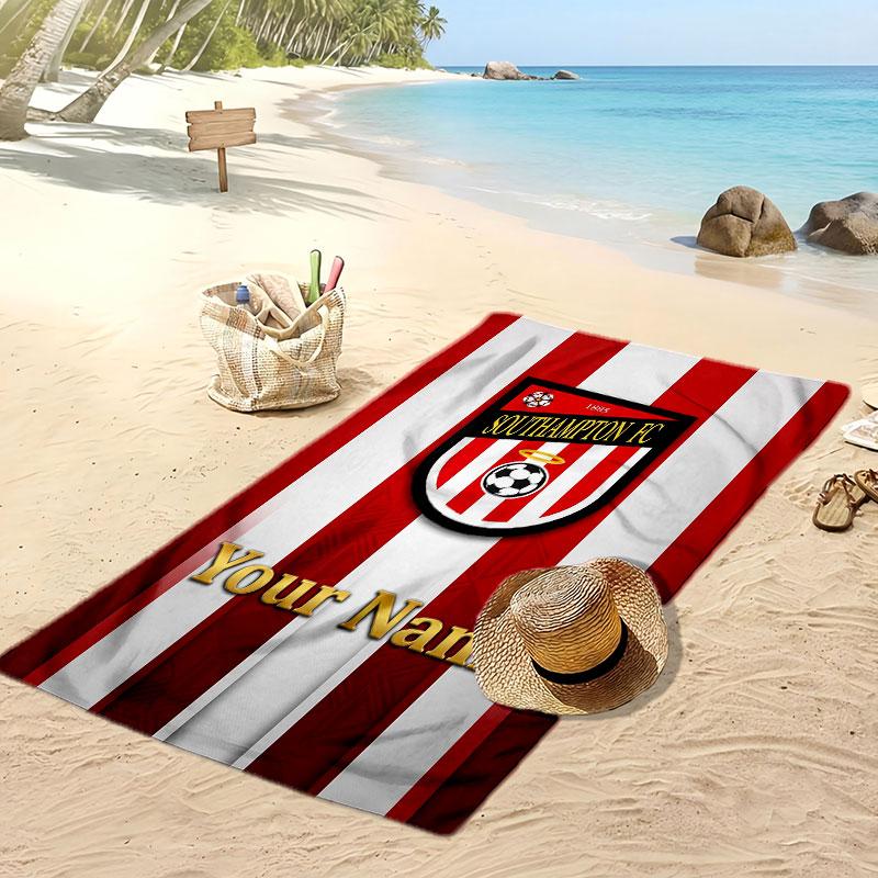 Southampton FC Personalized Printed Beach Towel Soccer Logo Support Custom Name Text Absorbent Towel For Sport Travel Special Gift