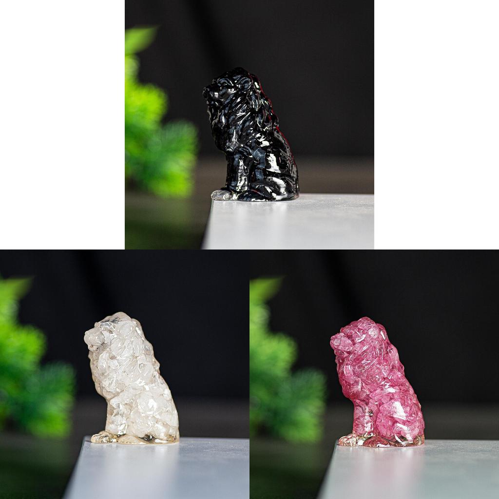 Löwenfigur aus Kunstharz und Kristall für die Dekoration von Zuhause oder Büro, gefertigt aus natürlichem Wasserkristall