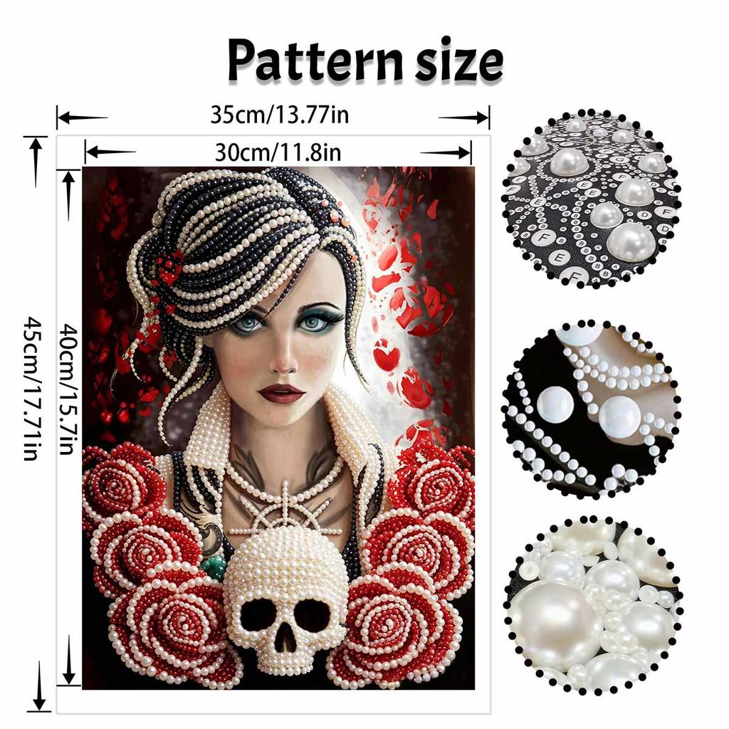 Halloween Pearl Painting Set Elegant Rose Woman 5D DIY Pearl Art Home Bedroom Wall Decor Handmade Gift Creative Craft Mural