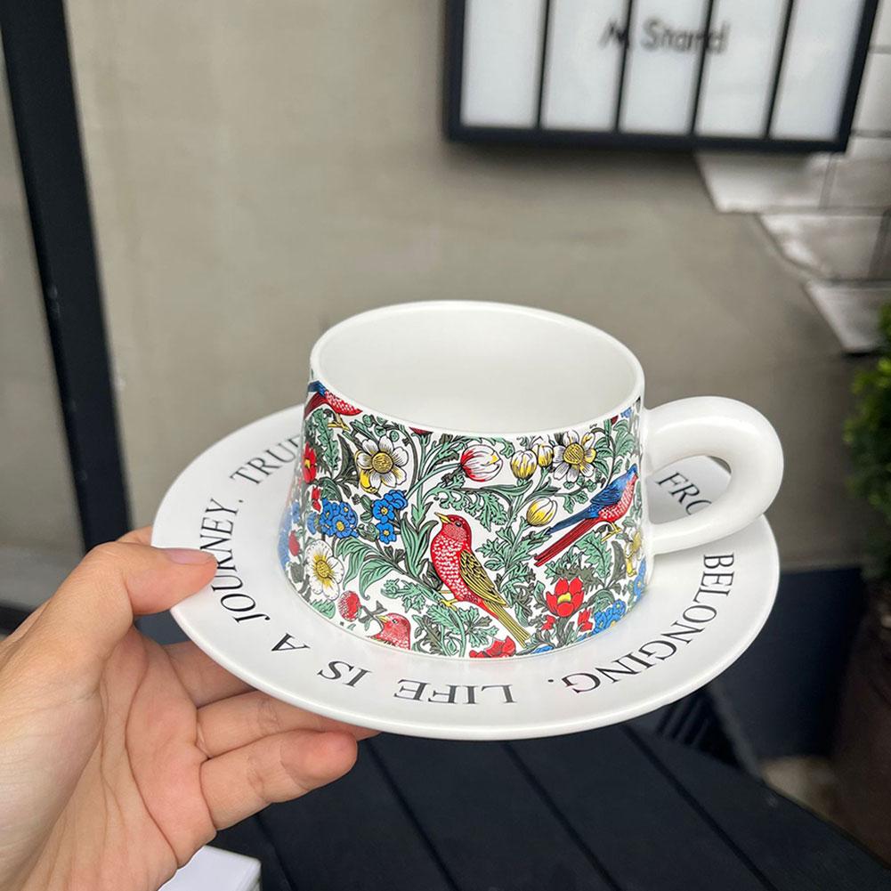 Colorful Ceramic Coffee Mug Set Afternoon Tea Mug Breakfast Milk Oatmeal Mug Cake Plate Home Cup Drinkware Set Party Guest Gifts
