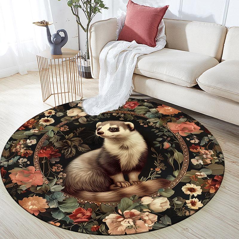 Palace Animals Pattern Round rug,Carpet Rug for Living Room Bedroom Playroom ,Non-slip Floor Mat,Holiday Gifts and Birthday Gifts.