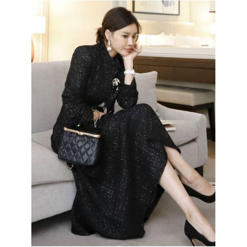 Temperamentvolles und elegantes Set für Damen im Frühling und Herbst, kurze Tweedjacke + taillenverengender großer Swingrock, zweiteiliges Set