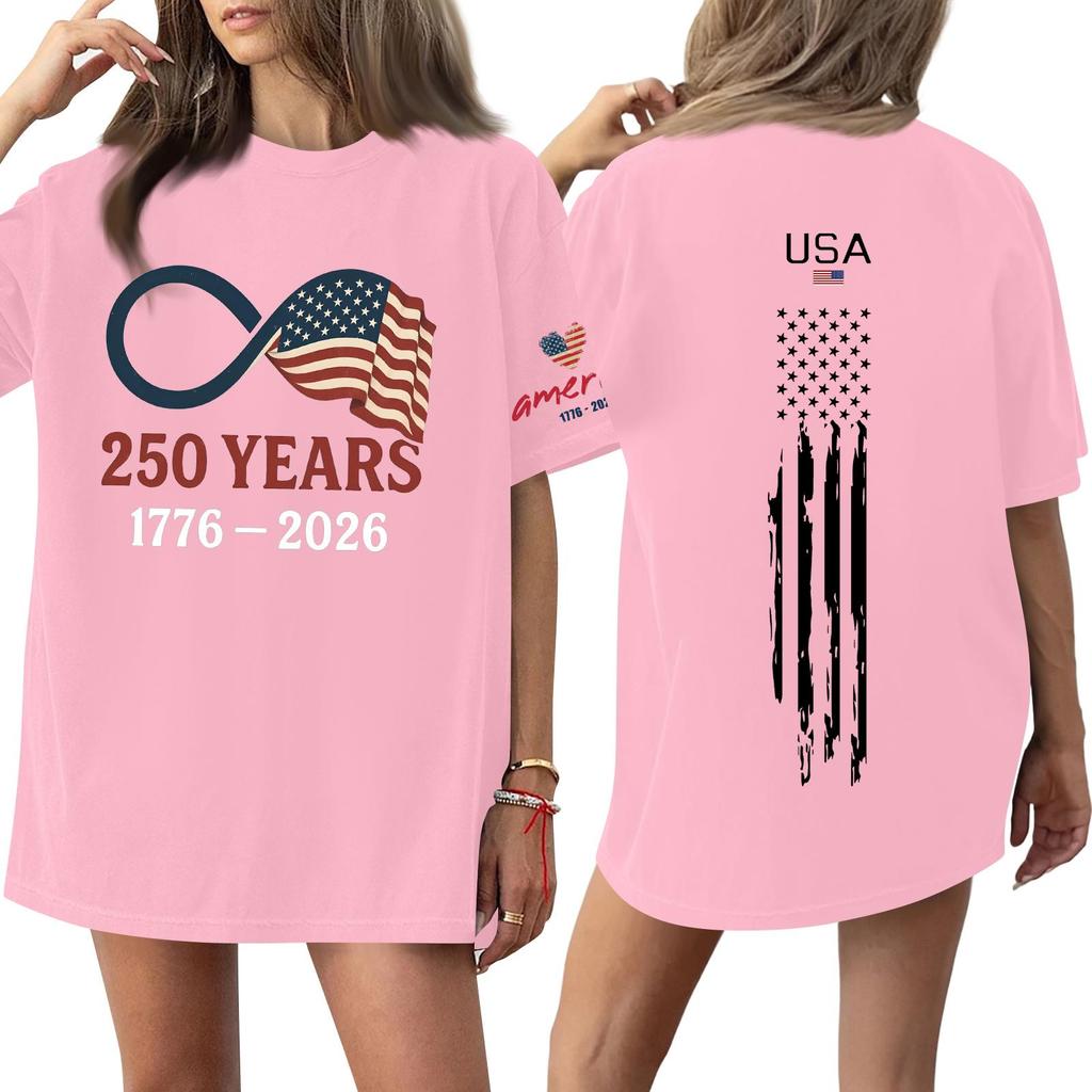 Damski casualowy modny top T-shirt z okrągłym dekoltem, krótkim rękawem i casualowym nadrukiem