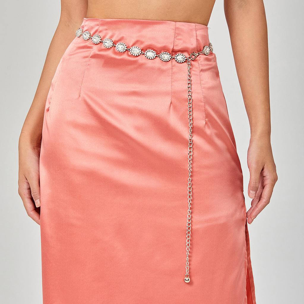 Rhinestone Waist Chain Metal Accessories Belt With Skirt Dress Waist Chain Decoration Thin Belt Tide