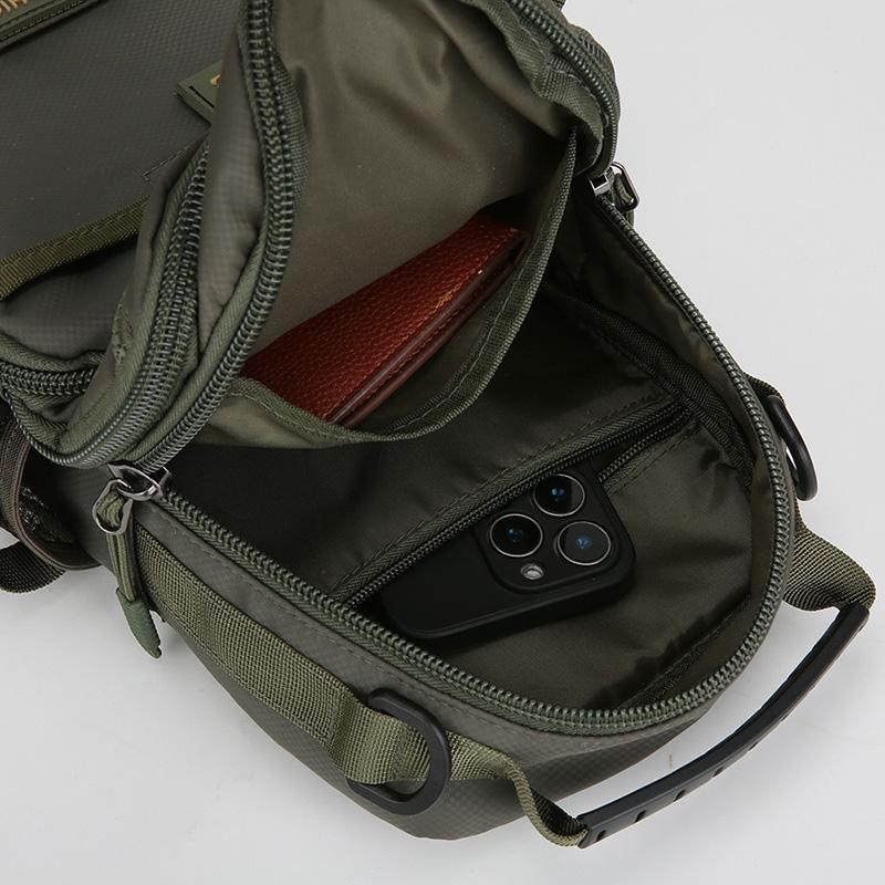 Casual Multi Pockets Men Chest Bag Shoulder Bag Multifunction Sports Message Bag Solid Color Cloth Crossbody Bag Travel