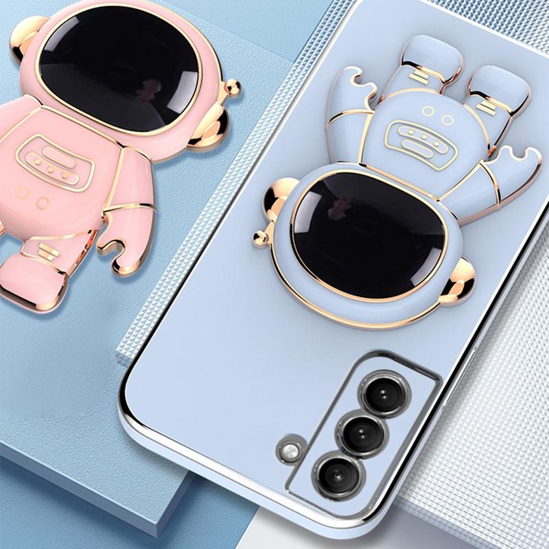 For Samsung Galaxy S23 Astronaut Phone Case Electroplating TPU Shockproof Cover