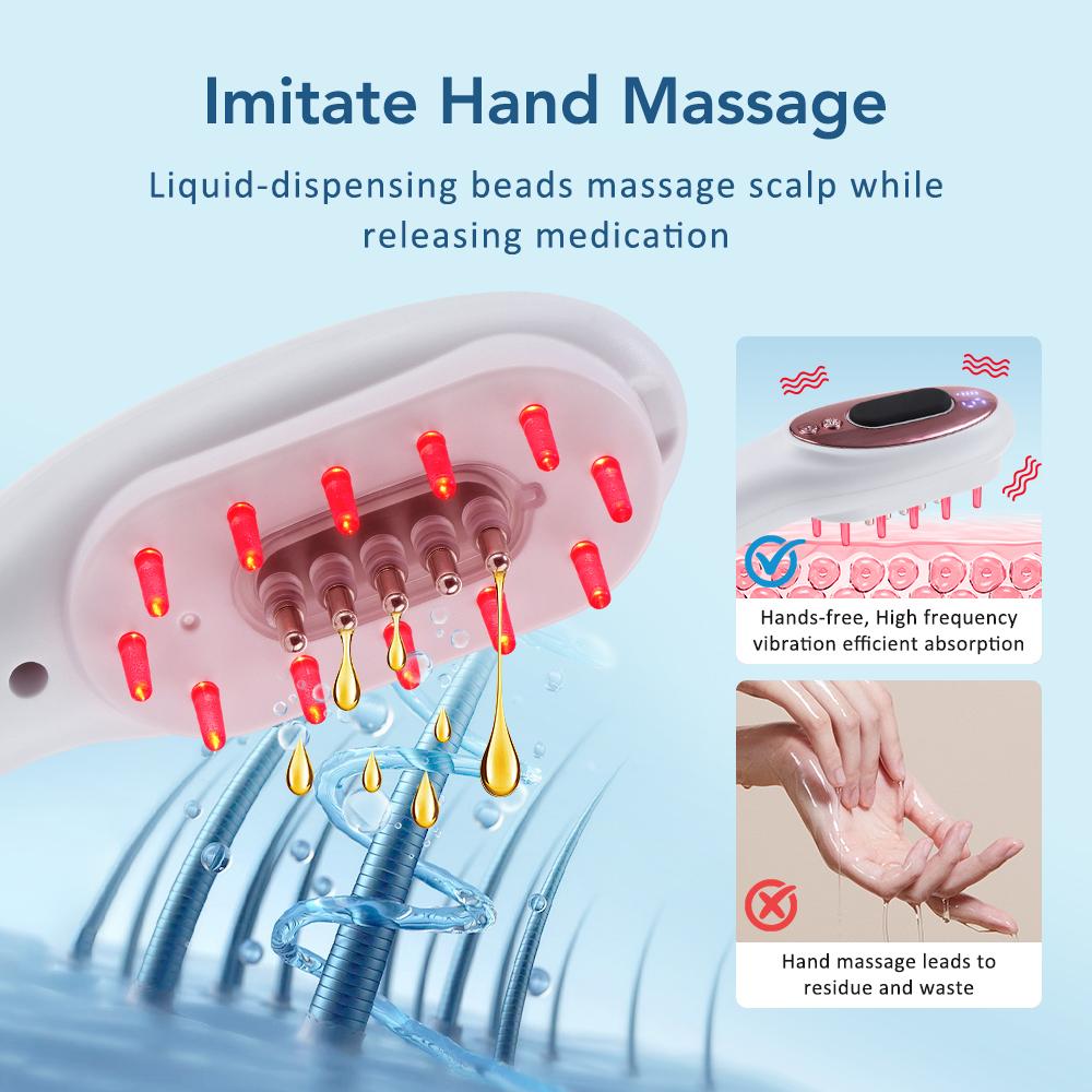 Electric Head Massager Device Red Light Therapy Vibration Hair Scalp Massage Comb Electric Scalp Oil Applicator Anti-Hair Loss