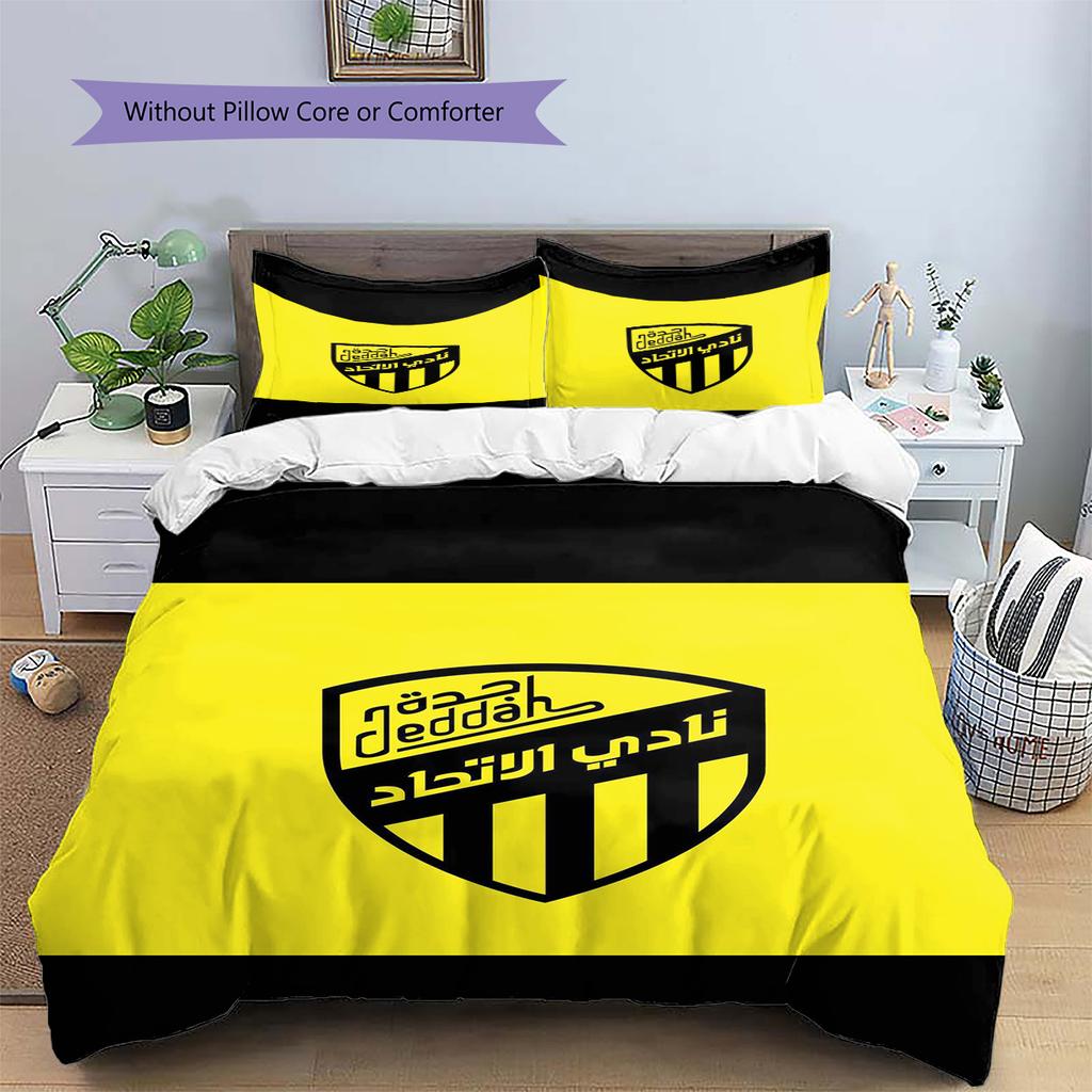 Al-Ittihad Club Logo Pattern Bedding Set Quilt Cover Pillowcase Home Decor Gift (1 * duvet cover + 2 * pillowcase, without core)