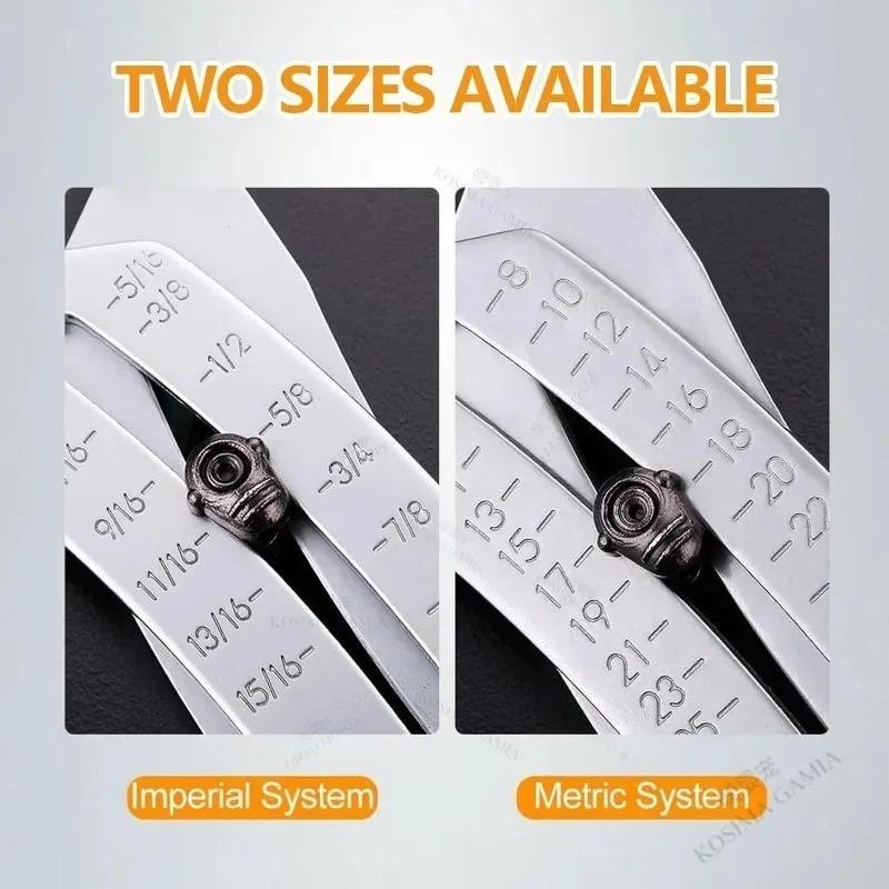 Portable Bolt Size Finder Keychain Nut Bolt Gauge Tool Stainless Steel Head Size Catcher for Mechanics DIY and Industrial Use