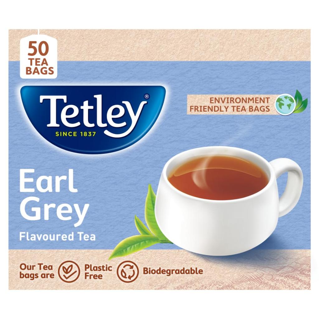 Tetley Earl Grey Flavoured Black Tea 50 Tea Bags 100Gm Rich Assam Blend Refreshing Drink