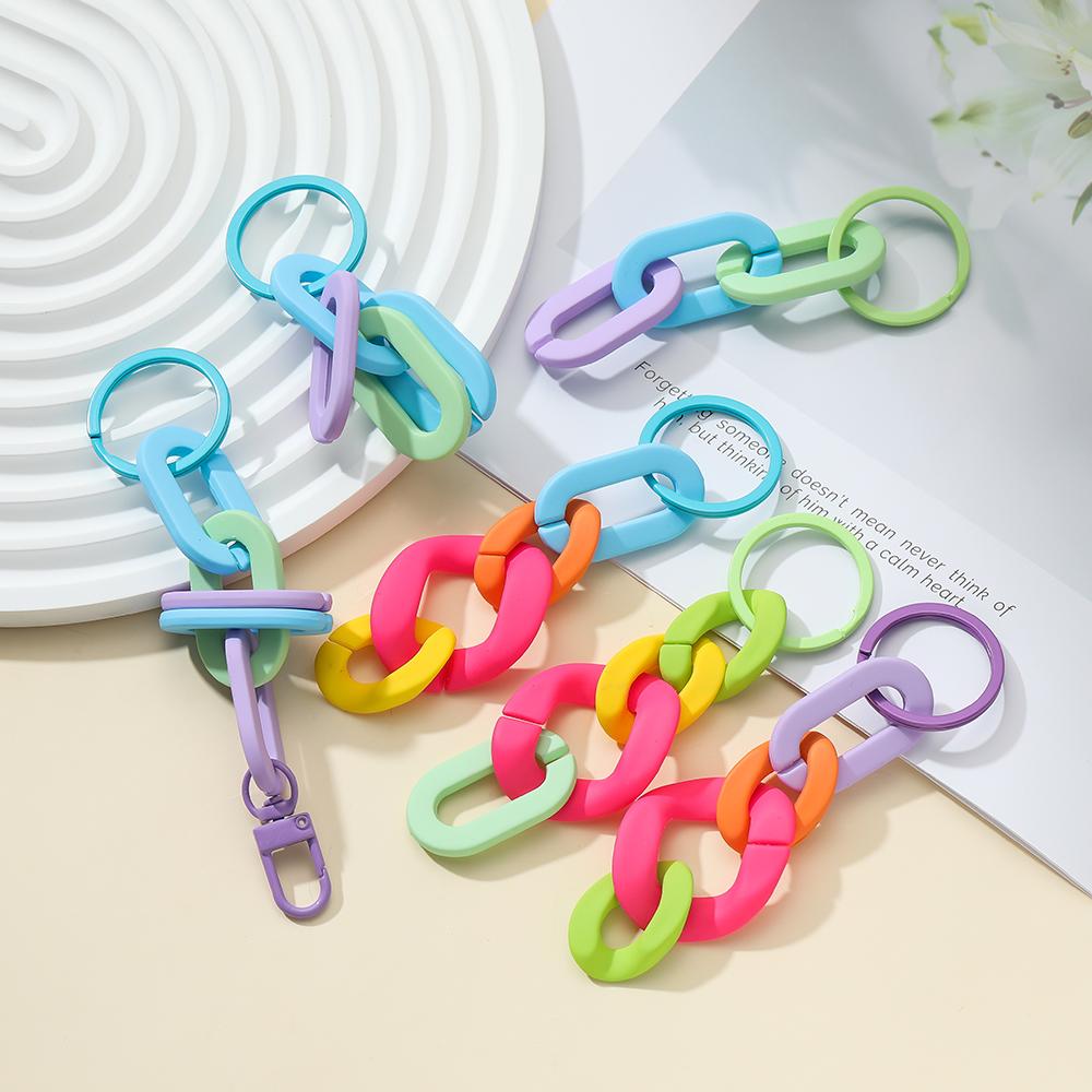 1pc Colorful Acrylic Links Chain Keychain Handmade Car Key Ring for Women Men Handbag Accessories DIY Friendship Gifts