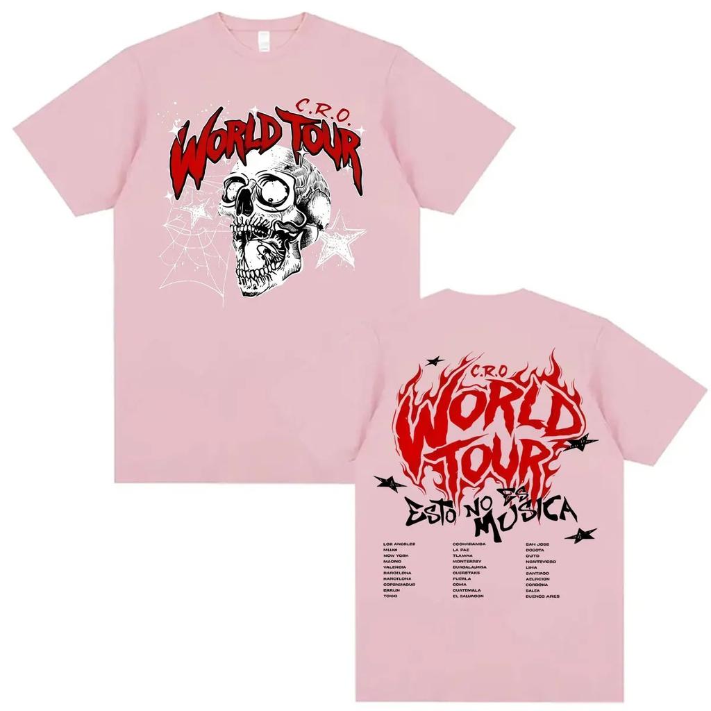 2026 Rapper C.R.O Album World Tour Print T Shirts Men Women Fashion Vintage T-shirts Oversized Cotton Short Sleeve T-shirt Streetwear