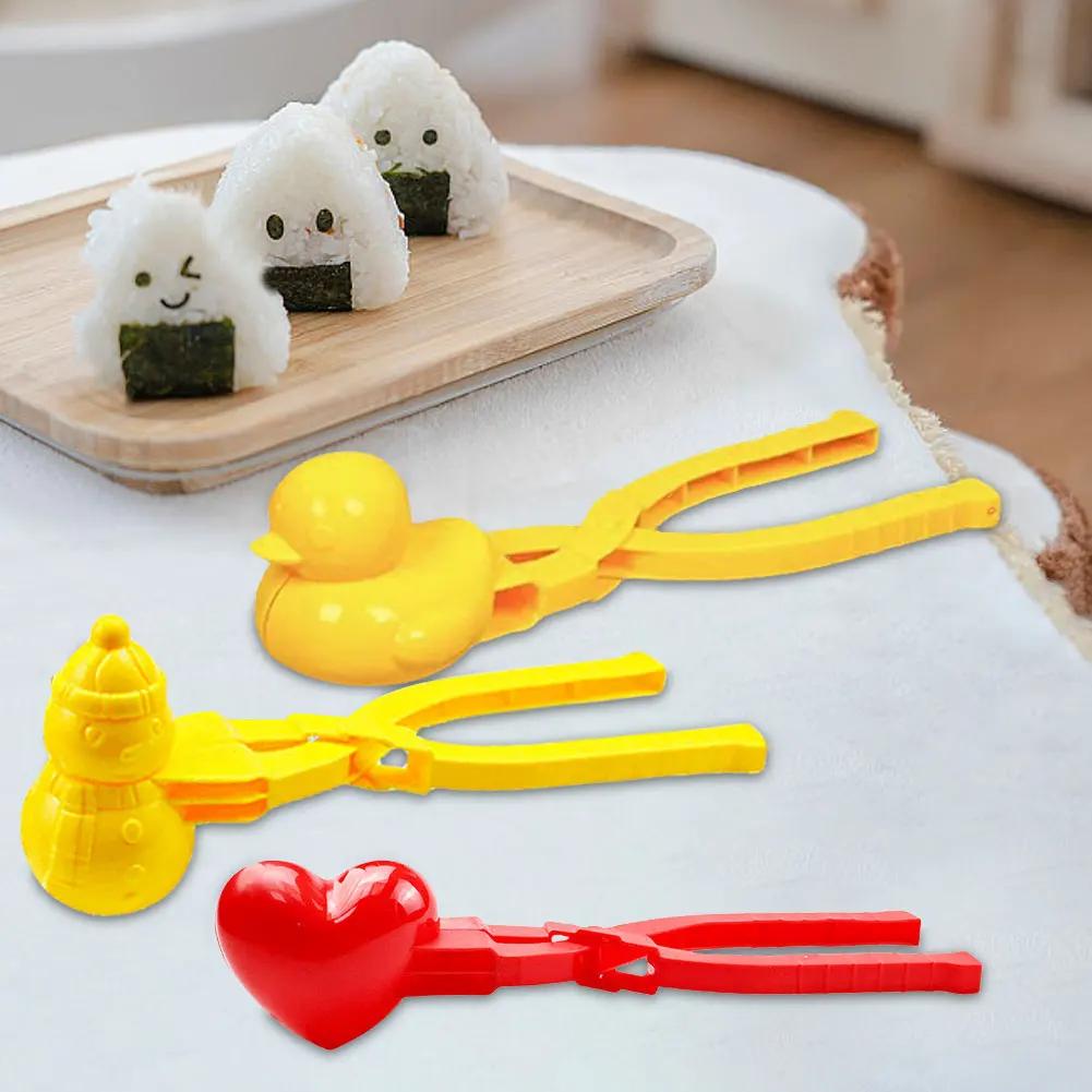 2/3/4pcs Duck Rice Mold DIY Sushi Mold Onigiri Mold Snowball Maker with Handle Winter Animal Snow Toys for Kids and Adults