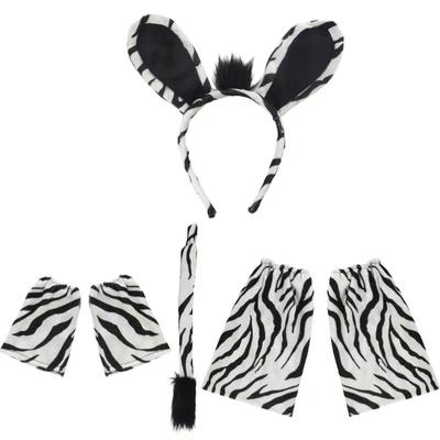 Halloween Zebra Djur Pannband Hårklämma Set för Barn, Kostymfest Tillbehör Gåva Tyg Hårrosetter