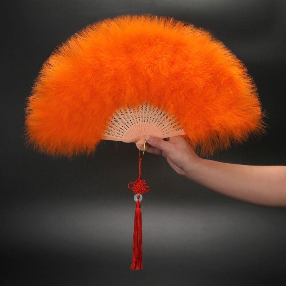 Chinese Handheld Feather Fan Colorful Show Dance Fan Art Fans Cosplay Props Fan  Home Decoration