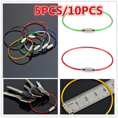 5 peças/10 peças Argolas para Chaveiro de Aço Inoxidável Corda de Cabo para Chaveiro Porta-Chaves Etiqueta para Chaveiro Peças de Ferramenta de Corda