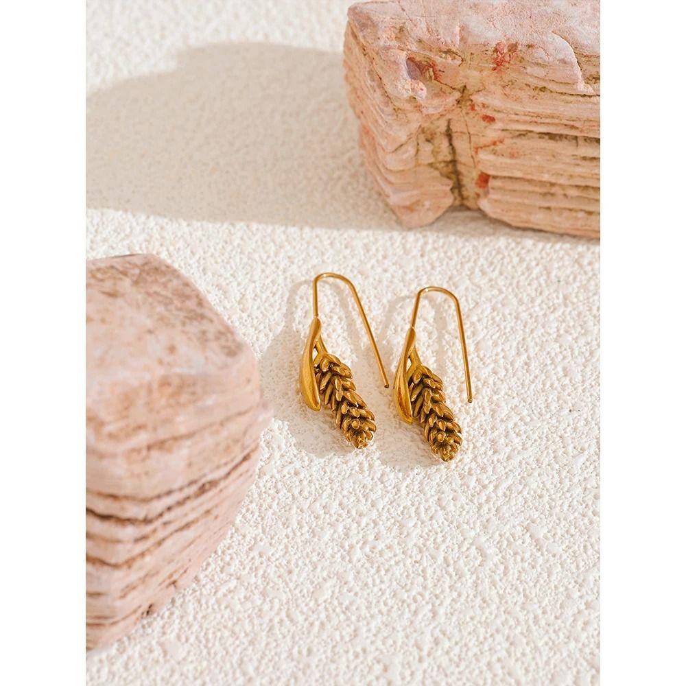 Wheat Ear Stainless Steel  Earrings Copper Earrings of Wheat Ears Personal Statement Jewelry  Women