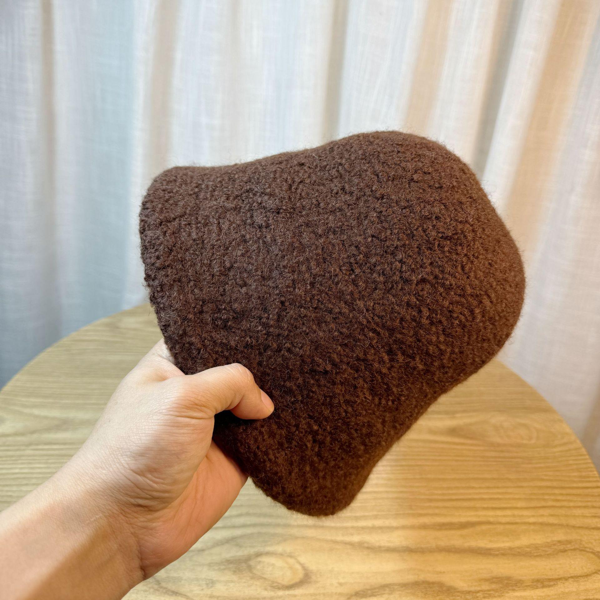 

Шляпа-ведро из овечьей шерсти женская осенне-зимняя утолщенная теплая шляпа-панама однотонная шерстяная шляпа-ведро Adjustable темно-коричневого