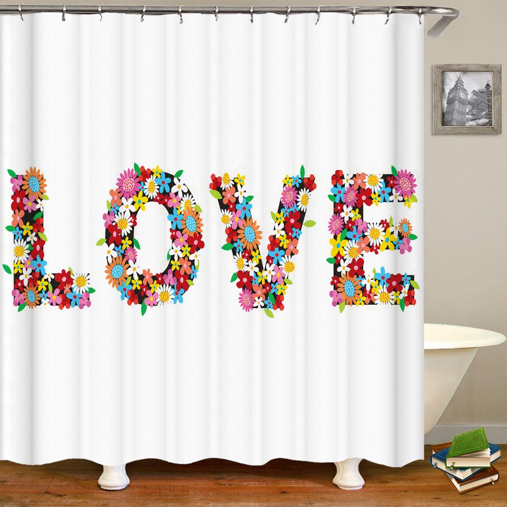 Beautiful Flowers Shower Curtain Bathroom Waterproof Shower Curtain Leaves Plant Printing Curtains for Bath Shower With Hooks
