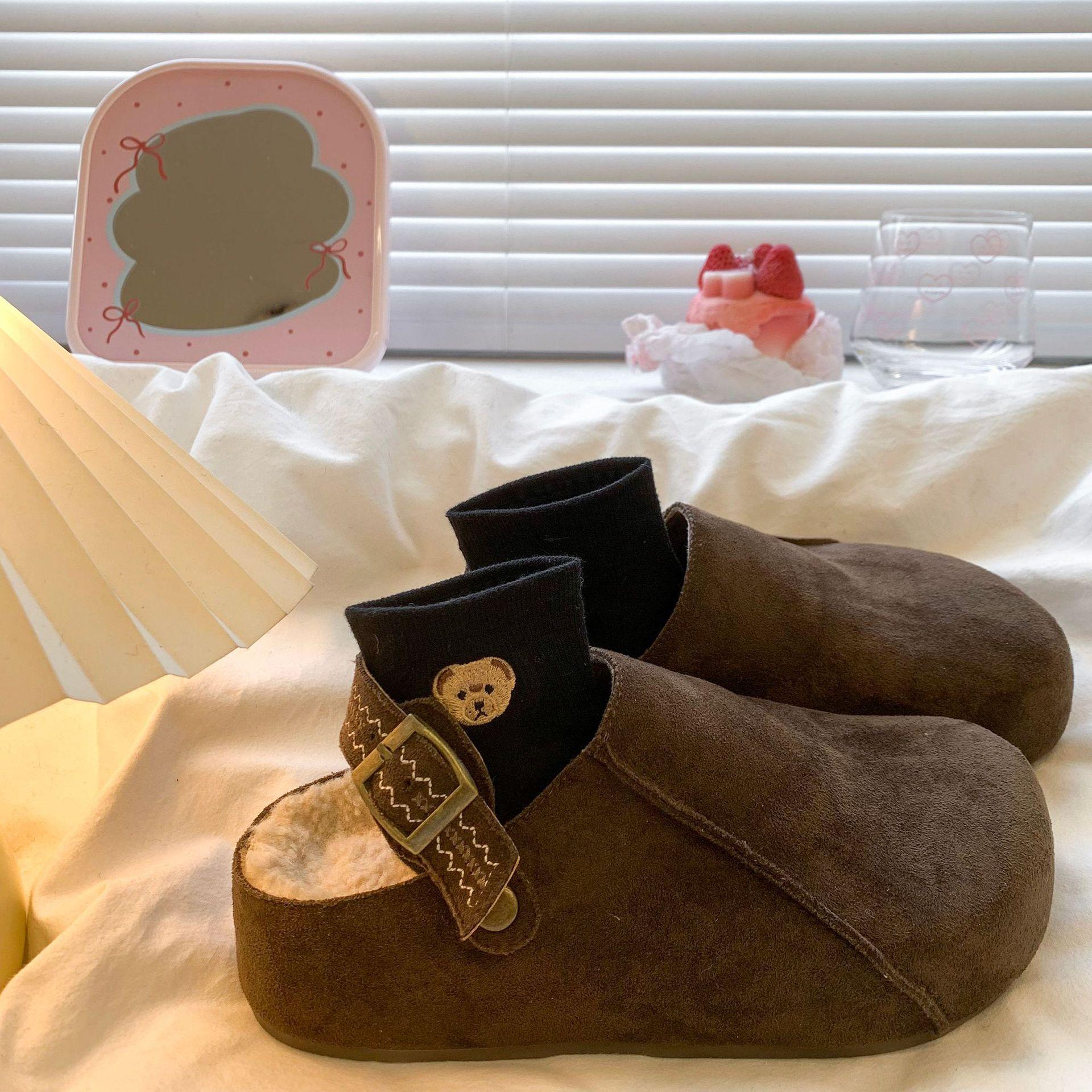 

Cowhide version~ Lazy one-pedal bag head half slippers women s 2025 new thick-soled heightening retro Boken single shoes 40