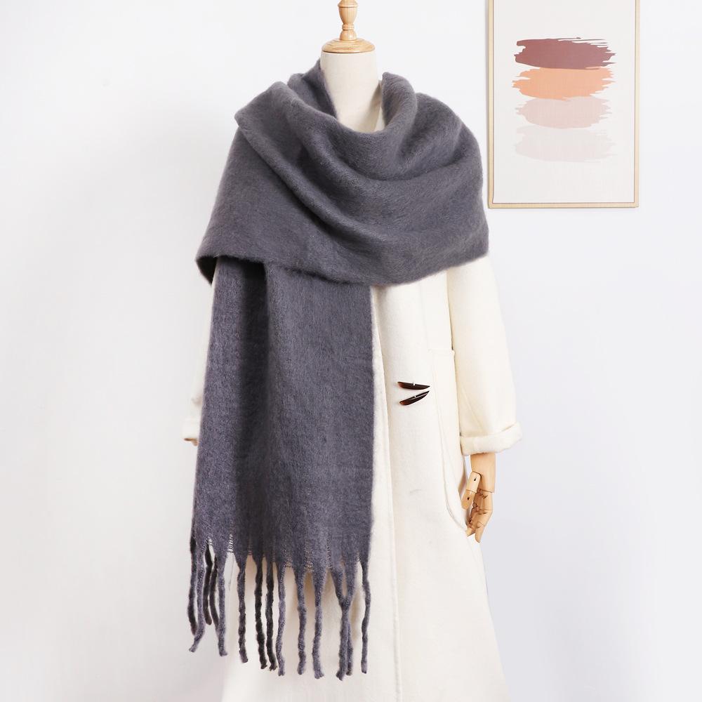 Winter Damen Neuer Haima Haar Imitationskaschmir Schal Vielseitig Premium Tragen Einfarbig Paar Klimaanlagen Schal Damen