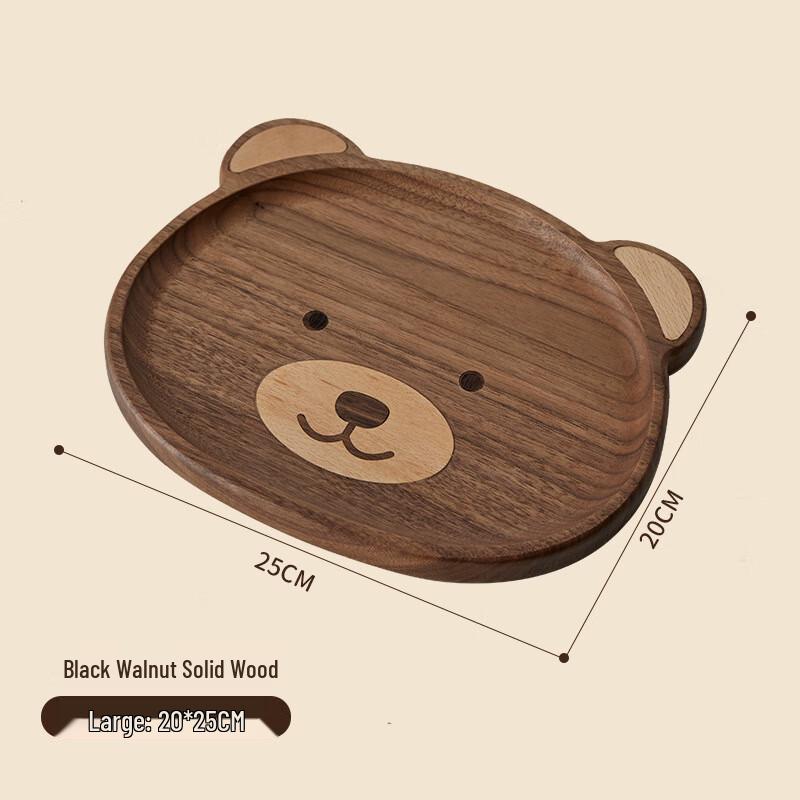 Japanese Style Black Walnut Bear Wooden Tray