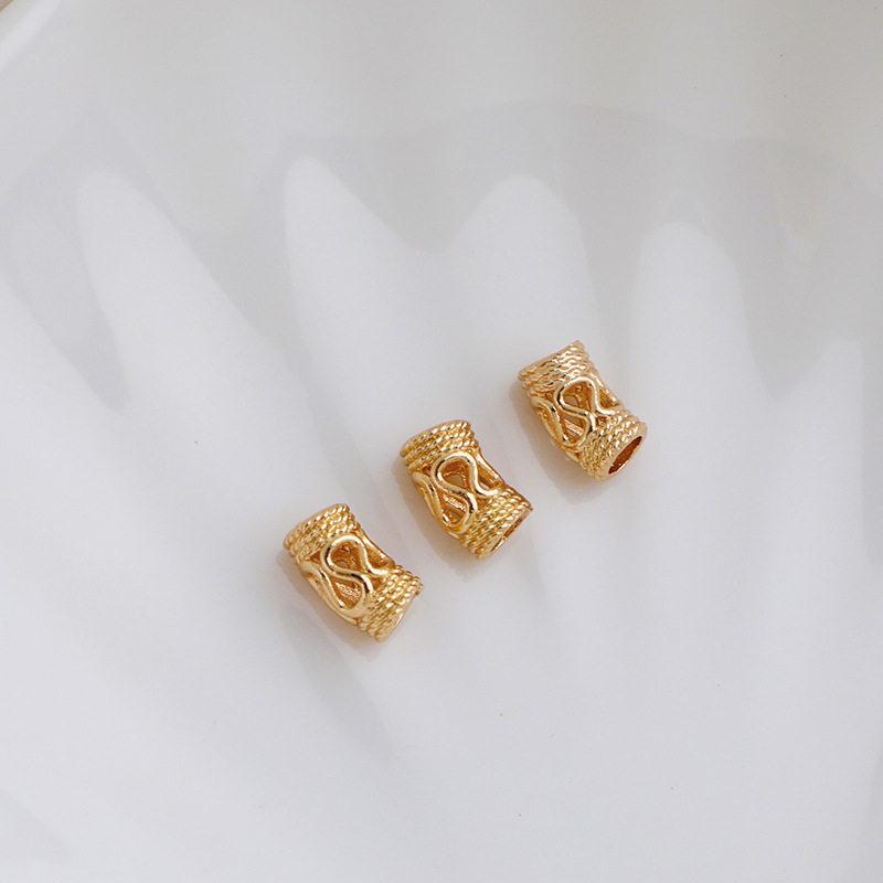 14K Gold Plated W-Shaped Carved Tube Spacer Beads for DIY Handmade Jewelry