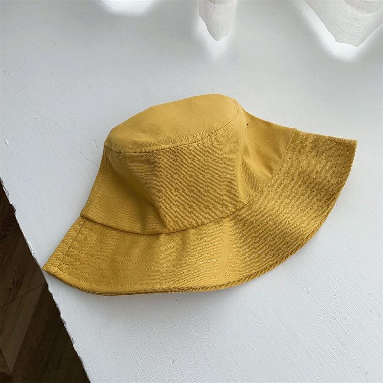 Solid Color Men Women Couple Bucket Hat Korean Version Ins Versatile Basin Hat Summer Big Brim Cotton Bucket Hat