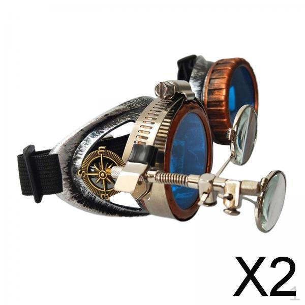 

2 шт. Забавные стимпанк-очки, фотореквизит, готические цветные очки, унисекс-солнцезащитные очки для косплея,