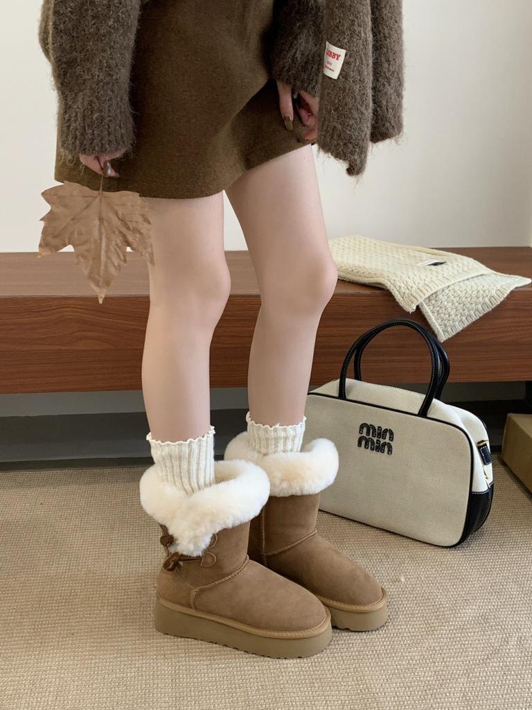 Winter thick-soled velvet corner buckle snow boots women's warm furry style travel classic versatile snow boots