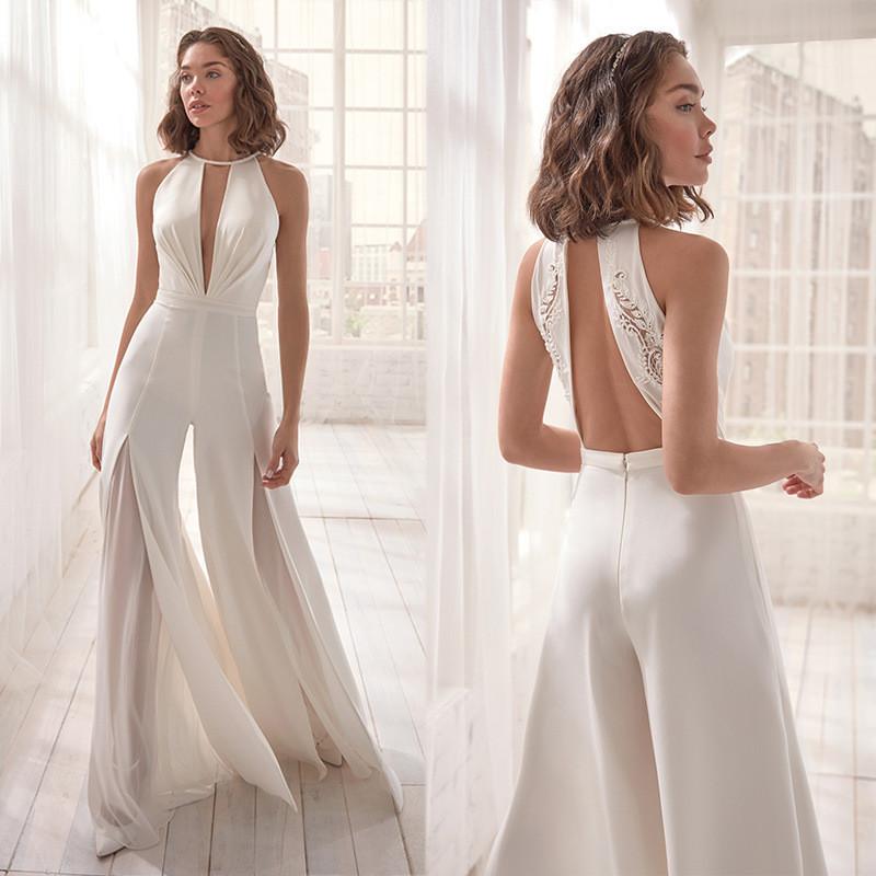 Elegante Tuta da Donna con Scollo a V Profondo e Design Spliced per l'Estate Casual