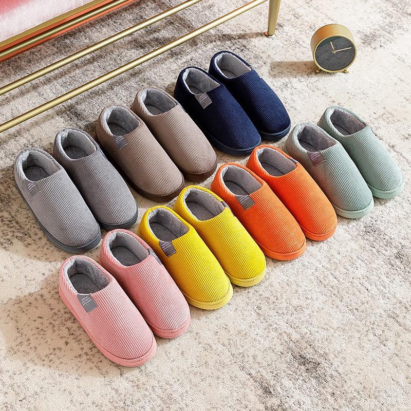 Bag heel cotton slippers women's autumn and winter couple indoor household thick-soled warm home non-slip plush confinement shoes men