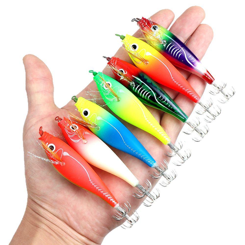 10cm10gLuminous Wooden Shrimp Noise Colorful Balance Shrimp Squid Hook Lure Hard Bait Sea Fishing Fake Bait Special Model